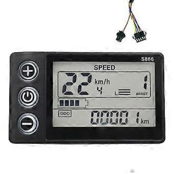 24v-60v S866 Kontroller Panel Dashboard Vandtæt Elektrisk Cykel LCD Display Til Elektrisk E-cykel Scooter (sm Stik)