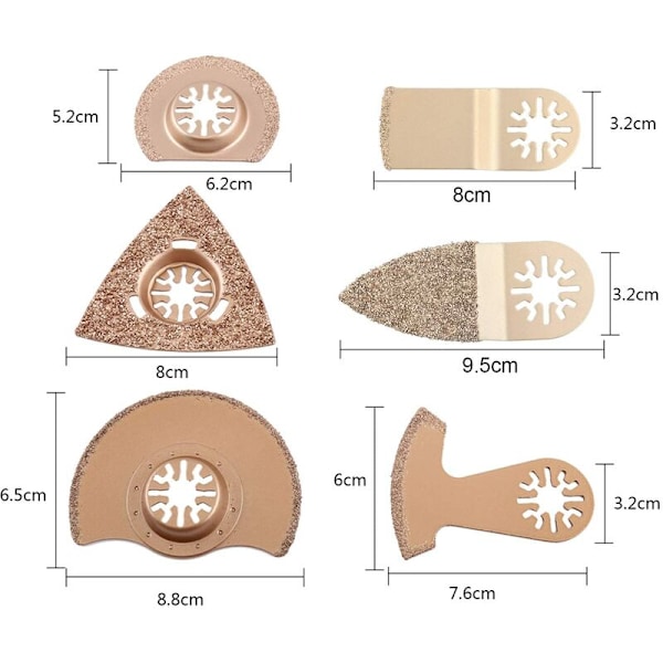 Monitoiminen värähtelevä sahanterä, sähköinen leikkaustyökalu, universaali sahanterä lisävarusteet (6 kpl karbidia)