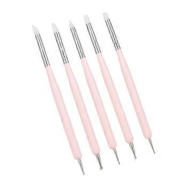 5 stk. 2-vejs negle dotting pen silikone neglepen neglekunst børste UV gel maleri tegnebørste manicure værktøj