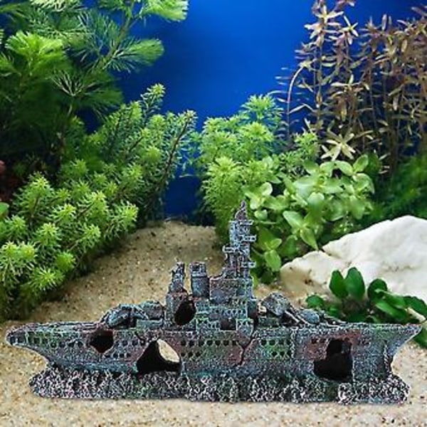 Simuleret Resin Skjul Båd Fisk Tank Akvarium Ornamenter Dekor
