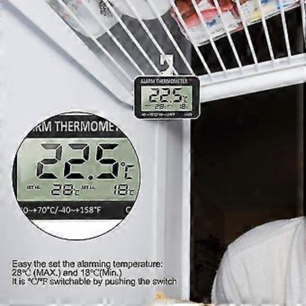 Kylskåpstermometer mäter från -40c till +70c Elektronisk kylskåpstermometer Digitalt alarm Frys