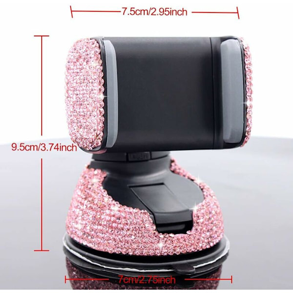 Bling mobiltelefonholder til bil, justerbar biltelefonholder automatisk rotation 360° luftventil til iPhone Galaxy Smartphone eller GPS-enheder 3,5-6 tommer (P