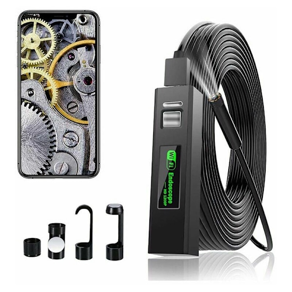 WiFi Borescope Endoskop Kamera USB Inspektionskamera, 1200P HD Endoskop Kamera IP68 Vandtæt med 8 LED til iPhone, Android, iPad, Mac, PC, Lapt