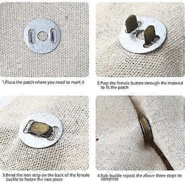 20 Stycken Magnetlås Knapp, 14mm 18mm Magnetiska Knappar Tryckknapp Magnetlås För Tygväska, Sömnad Läderkläder, DIY Hantverk, Brons, Silver