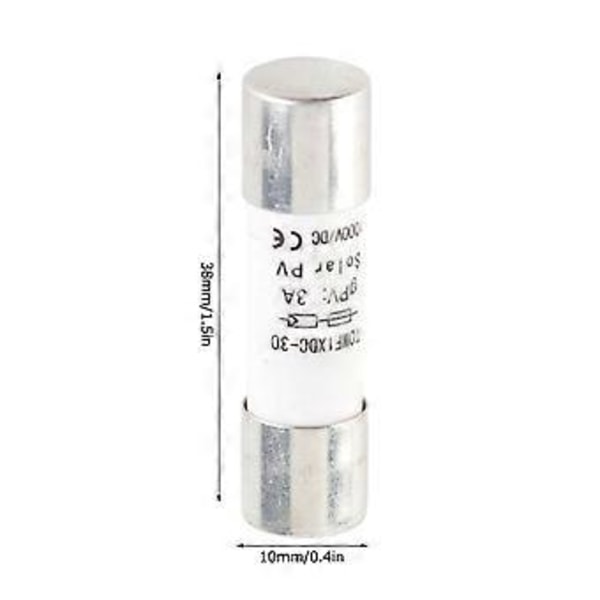5 stk. sikringsrør fotovoltaisk beskyttelsessæt kit 1000V DC 10x38mm tilbehør udskiftning 10A
