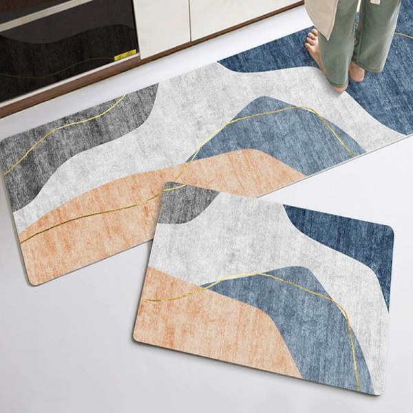 2 liukumattoman keittiömaton sarja, allasmatot, imukykyiset keittiön lattiamatot, modernit kylpyhuoneen matot oviaukko 2 40 x 60 cm + 40 x 120 cm-Fei Yu
