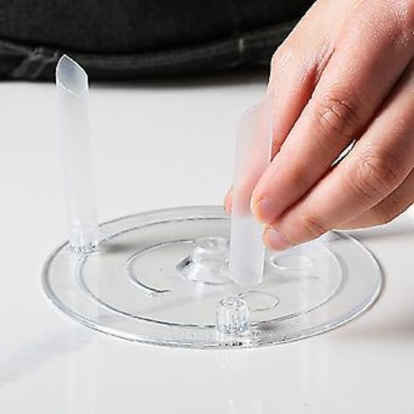 1 set Kakun tukitankosarja 5 Kakun erotuslevyä 4, 6, 8, 10, 12 tuuman kakuille, kirkas kakku