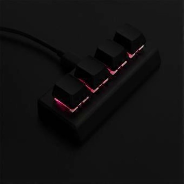 4 Tasters Programmerbart Tastatur Rød Bryter Ctrl C V Enter Mini Mekanisk Tastatur Støtte NKRO for Spillkontor Hvit A