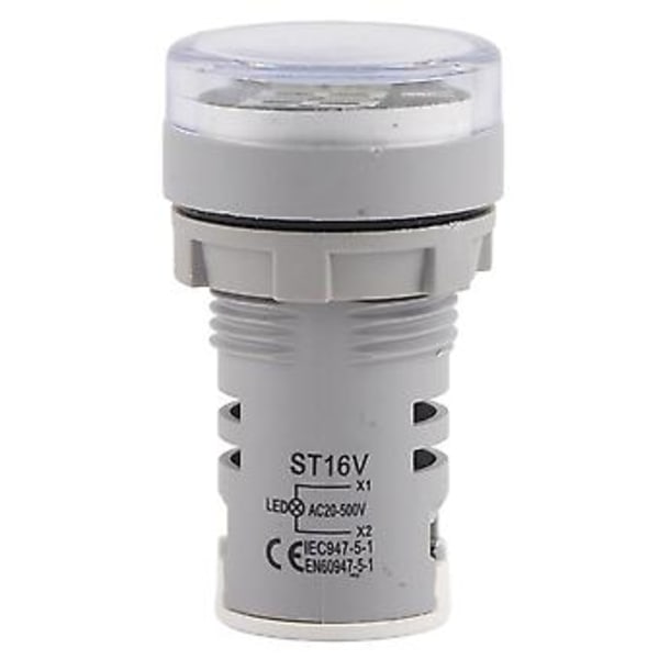Rund LED Signallampe AC Digital Display Voltmeter Indikator (hvid)