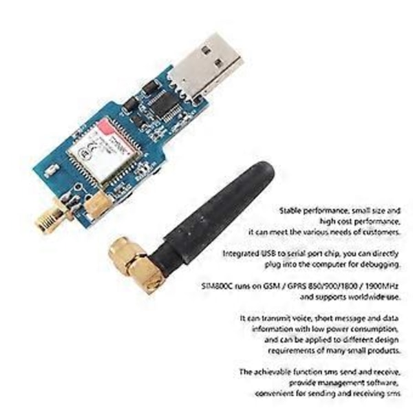 Fyrfrekvens GSM/GPRS SIM800C USB till GSM Seriell Modul med Bluetooth-funktion