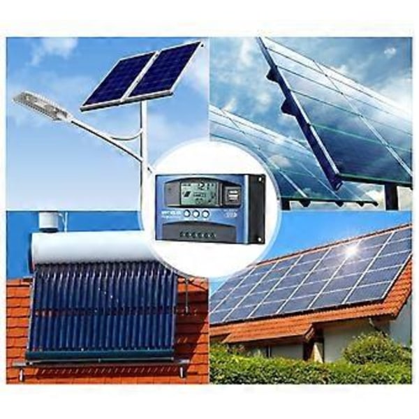 MPPT Solar Charge Controller Dobbelt USB Solar Controller Smart LCD-skærm MPPT Tracking 5V/2A Dobbelt USB-udgang 12V/24V Automatisk Identifikation