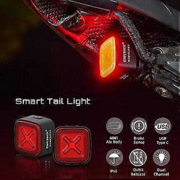 Cubeliteiii Cykellampa Smart Baklampa Automatisk Broms Bakljus Lättvikt Ultra Stark Led Wa