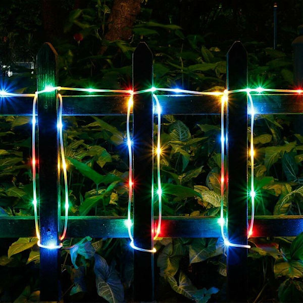 Solcellslingor utomhus, vattentäta 20M 200 LED, 8 lägen, koppartrådsrör, gnistrande solcellslampor för trädgård, bröllopsfest, jul D