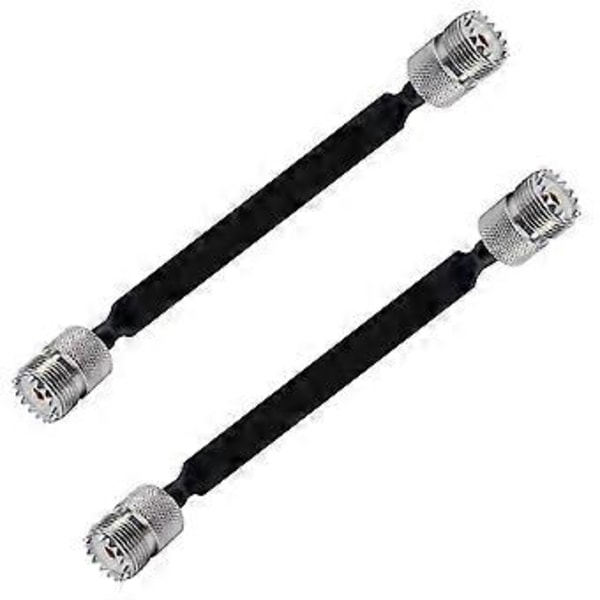 2 stk. - 20 cm RF koaksialkabel vindue/dør gennemgang fladt kabel, SO239 UHF hun til hun han stik