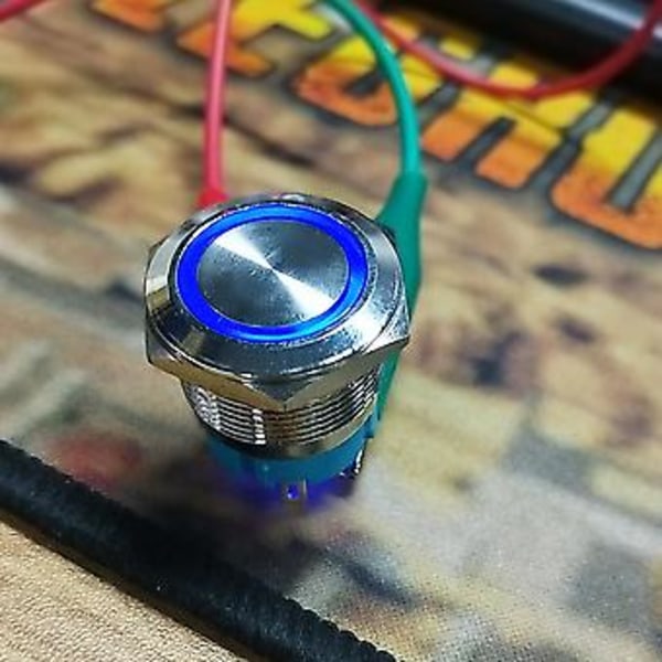 2 st 4-stifts självlåsande tryckknappsbrytare med ringljus 22mm IP65, Blå 3-6VDC för båt- och bilmodifiering