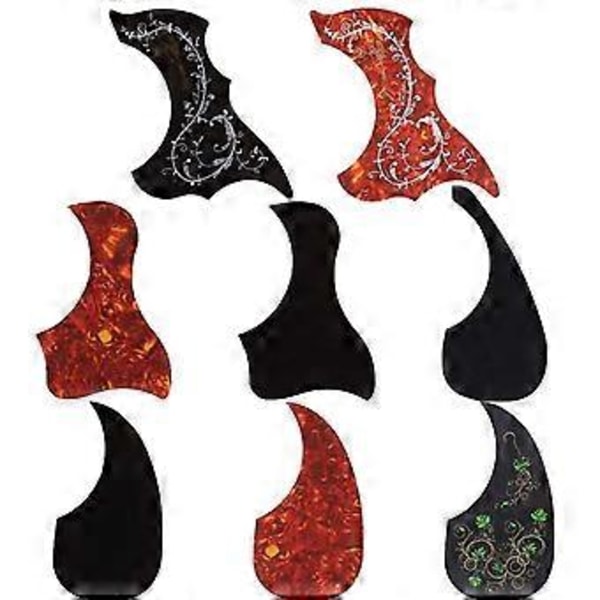 8-pack Akustisk Gitarr Plektrumskydd Självhäftande Kolibri- och Vattenformade Gitarrplektrumskydd för 40-tums och 41-tums Gitarr
