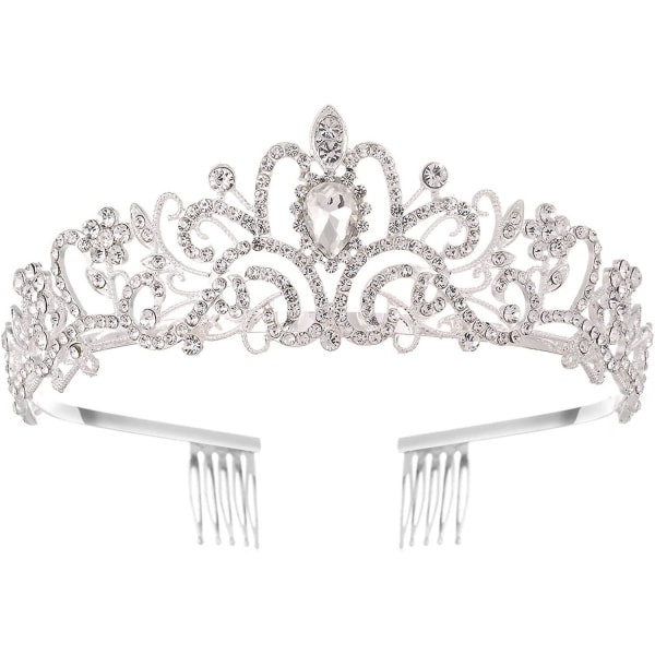 Kristall Tiara krona med strass kam för flickor och kvinnor, håraccessoarer