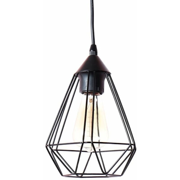 Metallskärm Retro Svart Lampskärm för Kök Matrum Sovrum Hall (Svart)