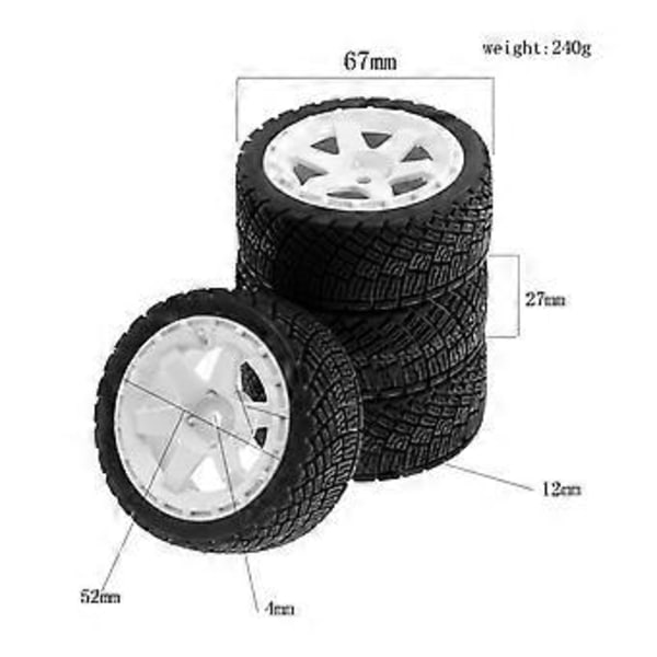 4KPL 67mm 1/10 RC Kilpa-auton Renkaat Maantieajoon Touring Drift Auto Pyörä TT01 TT02 XV01
