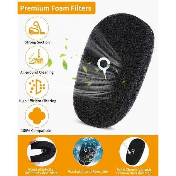 4 stk. filtre til Philips SpeedPro Max Aqua trådløs støvsuger FC6812 FC6813 FC6822 FC6823 FC6723 FC6901-FC6904 XC7042 XC8045 XC8147 FC6827 XC