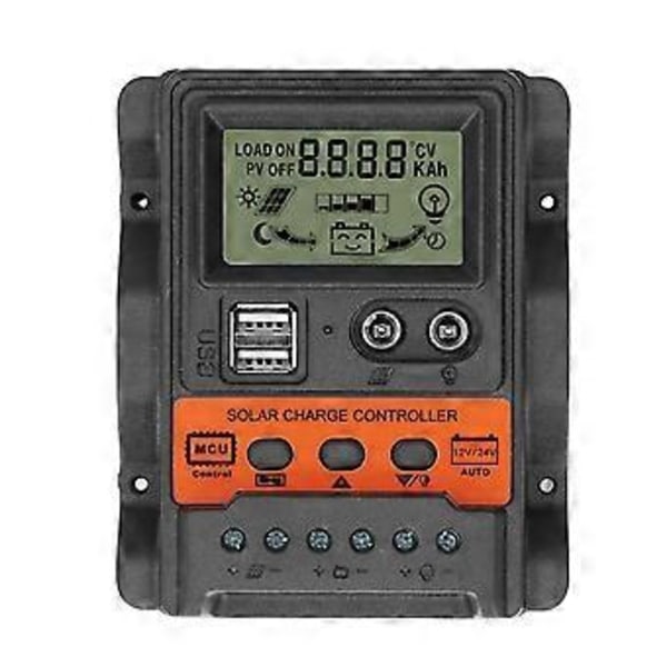 Aurinkolataussäädin LCD-näyttö 2 USB-ulostuloa PWM-paneelin lataussäädin 12V 24V 20A 260W 520W
