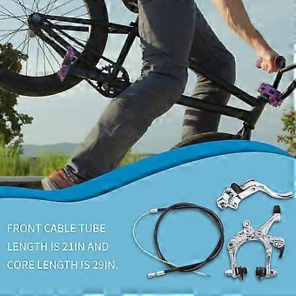 Främre Fixie Landsvägscykel Cruiser Broms Set Cykel Bromskit Cykel Bromsok Bromskit Sidodrag Broms Set För De Flesta Fixie Cyklar Silver