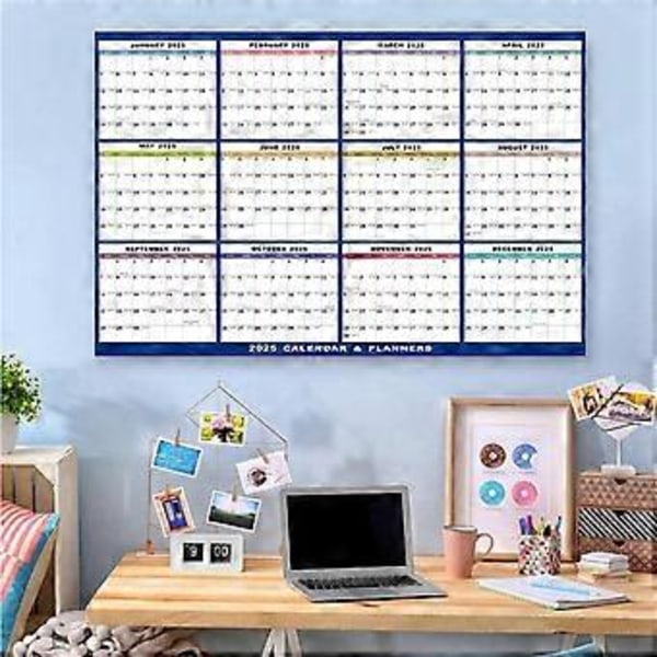 Raderbar Whiteboard Kalender Månads- och Veckoplanerare Klar 12 Månaders Våt/Torr Tavla för Vägg Hemmakontor Återanvändbar