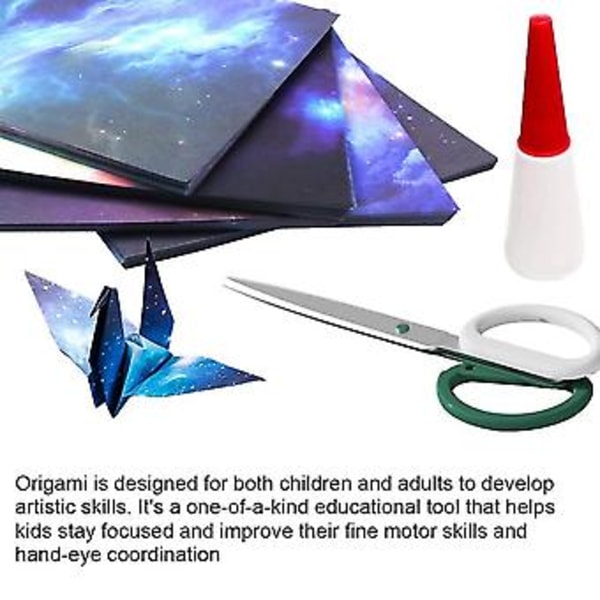 200 ark Galaxy Space Stars Mönster Origami Papper, Dubbelsidigt Färgat Origami Papper För Konst Cr