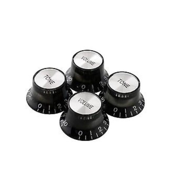 2 Tone 2 Volum Knotter Gitar Kontroll Sølv Hatt Klokke Topp Potensiometer C