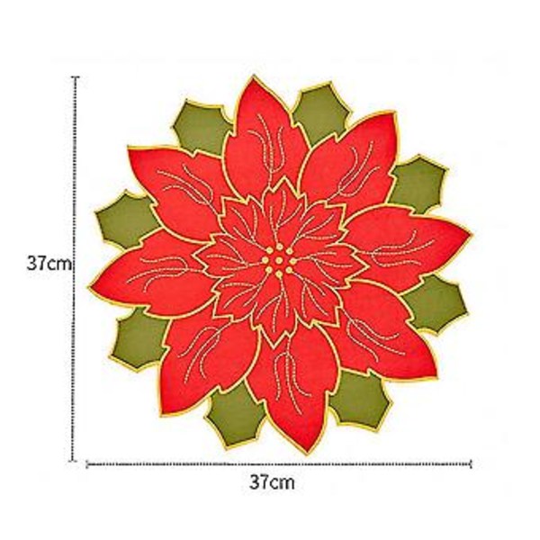 Dækkeserviet Sæt Med 4, Med Rød Blomsterprint, Skridsikre Dækkeservietter Vaskbare Dækkeservietter Til C