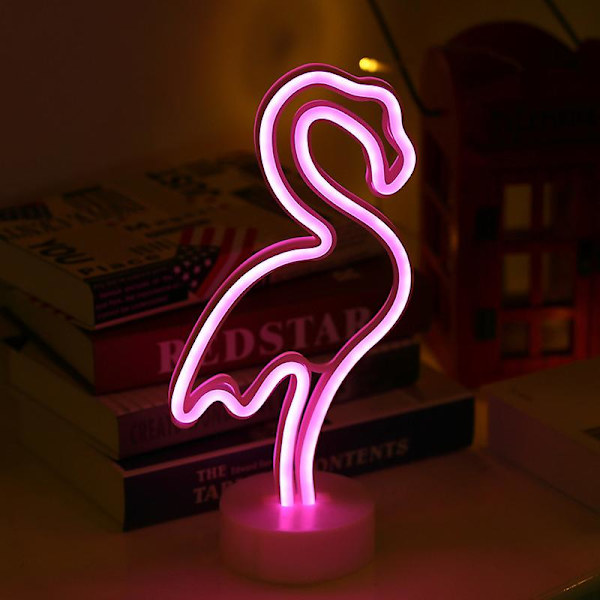 Flamingo Neon Lys Logo Led Neon Lys Logo Og Holder Base, Bruges Til Dekoration Af Sengeborde Ved Familiefester, Fødselsdage, Soveværelser Og
