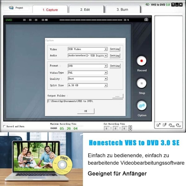 USB 2.0 lyd- og videokonverter, nytt videoopptakskort programvare støtte VHS VCR DVD videoadapter for Mac Windows 10, VHS-skanning og videoredigering