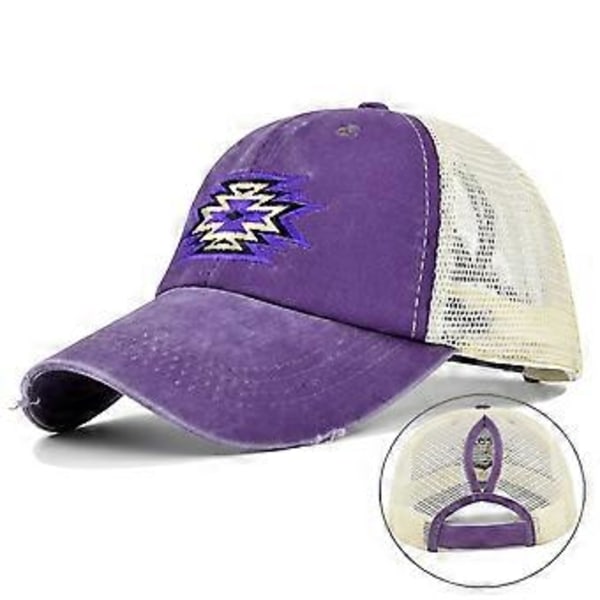 Broderad baseballkeps tredimensionell broderad skärmkeps kors hästsvans hatt skugga elastisk hästsvans baseballkeps