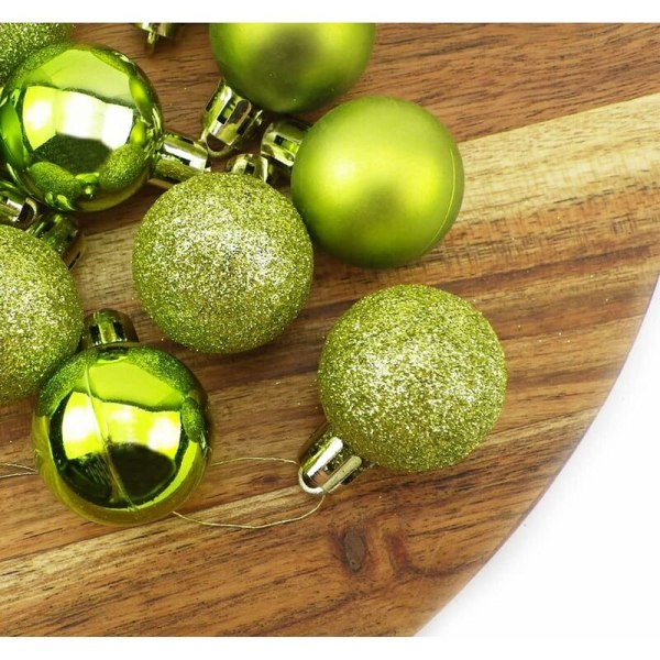 24 pienen koristeellisen joulupallon sarja, kiiltävä matta glitter 3 cm Vihreä (vihreä)