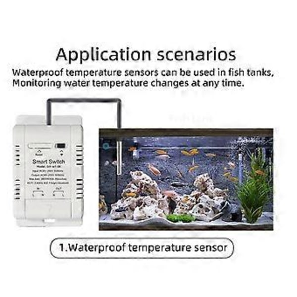 WiFi Temperaturkontakt med 2M Sensor Smart WiFi 20A Termostat Temperaturkontakt Understøtter Stemmestyring