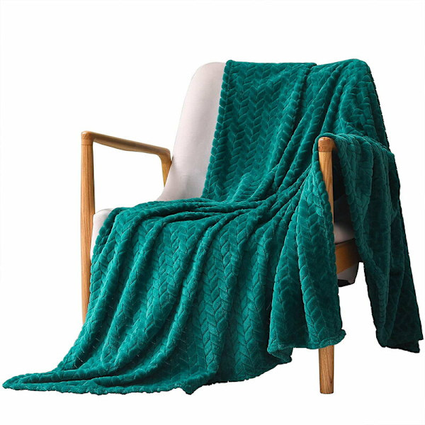 Super blødt flanneldtæppe, mikrofiber af høj kvalitet, teal 127 x 178 cm, hyggeligt og varmt, egnet til alle årstider