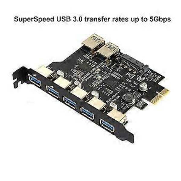 PCIE USB3.0 -laajennuskortti PCI Express - USB-sovitin HUB 7 porttia 5 Gb Super