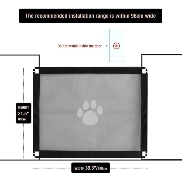 Let at installere og låsbar Hundeport Trappeport Pet Barrier 80cm X 100cm