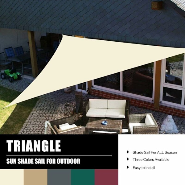 Vedenpitävä purje markiisi ulkokäyttöön terassi patio juhlat aurinkosuoja markiisi 4x4x4m kolmion muotoinen markiisi 98% UV-suojaus ilmaisella köydellä, valkoinen-DENUOTO