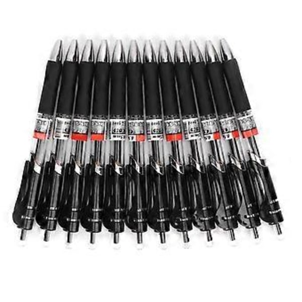 12 stk. Gel Penne: Stor Kapacitet Carbon Tryk 0,5 mm Neutral Kontorartikler (Sort)
