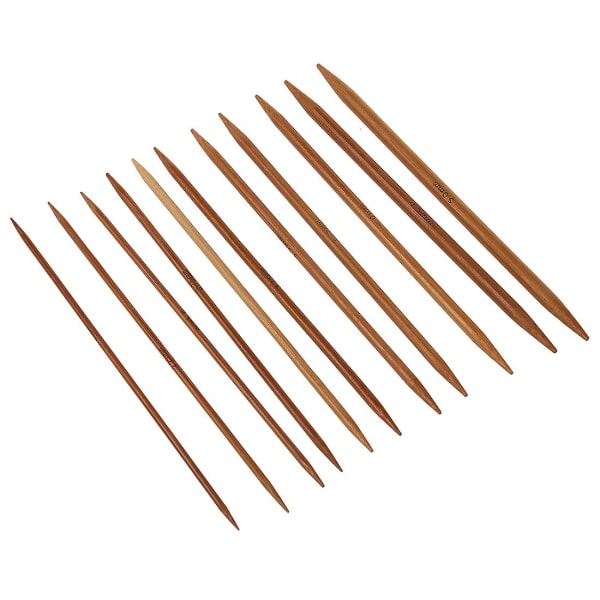 5 sett med 11 størrelser 5" (13 cm) Dobbelspiss karbonisert bambus strikkesett Nålesett (2,0 mm - 5.