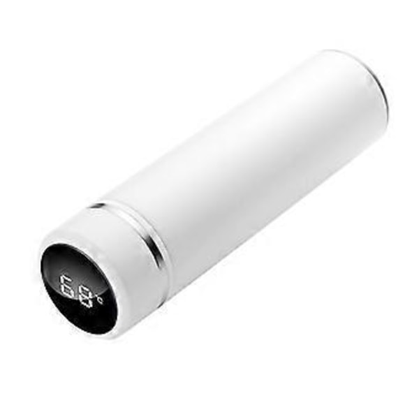 500 ML Rostfri Stål Smart Isolationskopp Utomhus Rese Display Vattentemperatur Vattenflaska-Vit