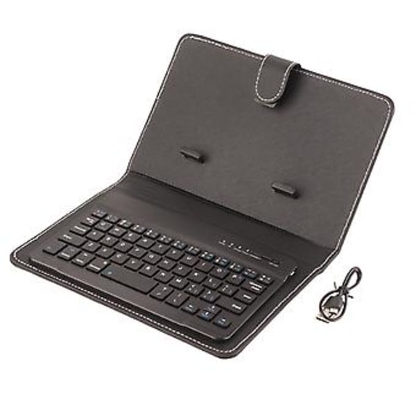 Universal Trådløst Bluetooth Tastatur Flip Cover med Stand til IOS/Android Telefoner Sort
