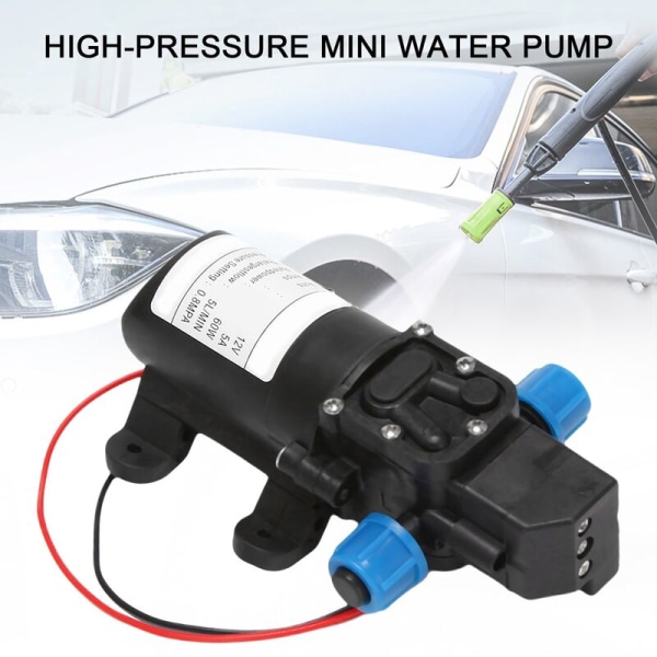 Svart DC 12V 60W Mini Pumpe Automatisk Membranpumpe Elektrisk Vask Pumpe Slå Av 5L/min