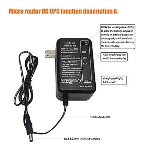 Genopladelig 5000mah 5v 9v 12v Ups Uafbrudt Backup 5.5x2.1mm Output Til Wifi Rout