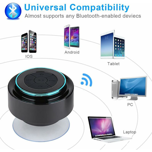 Bärbara Bluetooth-högtalare, trådlös Bluetooth-högtalare, vattentäta duschradioapparater, bärbar högtalare med FM-radio, vattentät IPX7+ 8 timmar