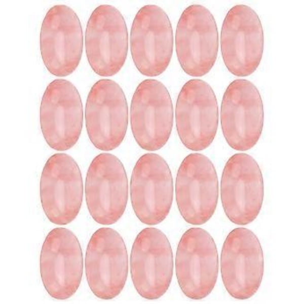 20 stk. Vandmelon Rød Oval Cabochon Sten - Flad Bagside Perler til Smykkefremstilling