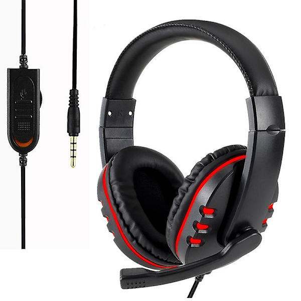 Gaming Headset for PS4, Headset for Xbox One S 3.5mm Wired Over-head Stereo Gaming Headphone med mikrofon, volumkontroll for PC Xbox