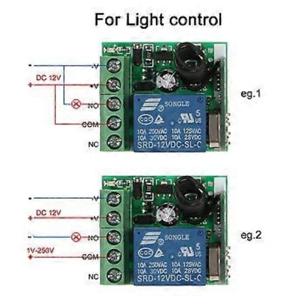Älykäs koti 433MHz DC 12V 1CH langaton kauko-ohjainkytkin rele vastaanotin lähetin universaali kauko-ohjauskytkinmoduuli ja RF-lähetin kauko-ohjain