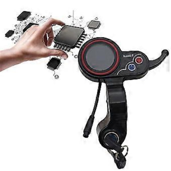 För NJAX-T Gasreglage LCD Display Mätare med Nyckelbrytare Lås Hastighetsjusterbar Accelerator 6 Pin Elektrisk Scooter Instrumentbräda